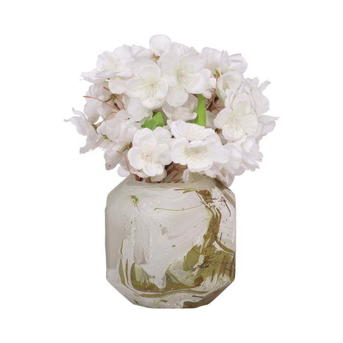 Vase Dominique de 5 po en verre au fini de feu cuivré - ivoire