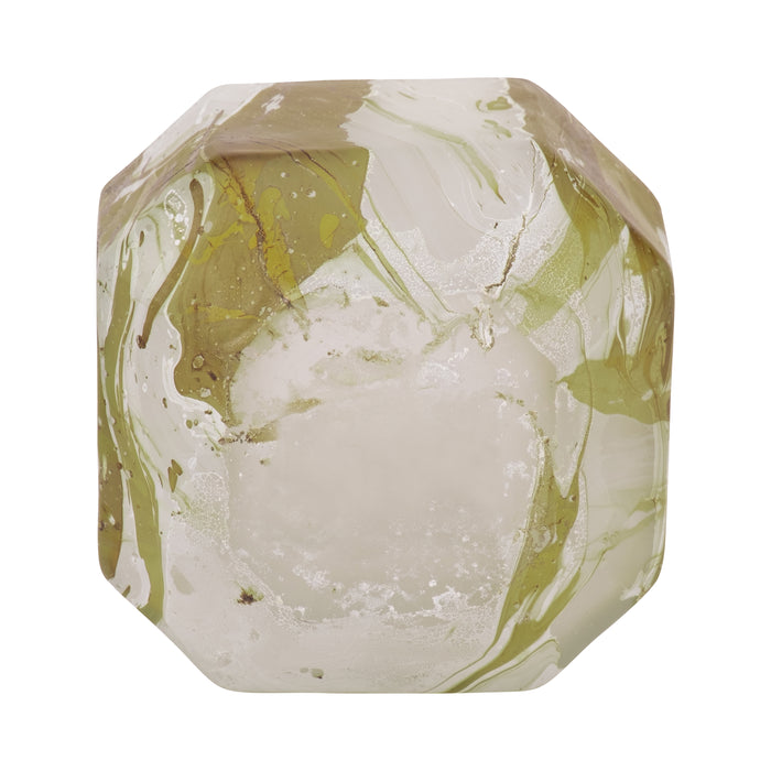 Vase Dominique de 5 po en verre au fini de feu cuivré - ivoire