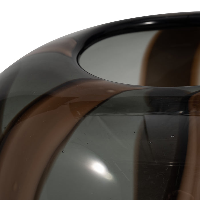 Petit vase Bayle de 7 po en verre à rayures - brun