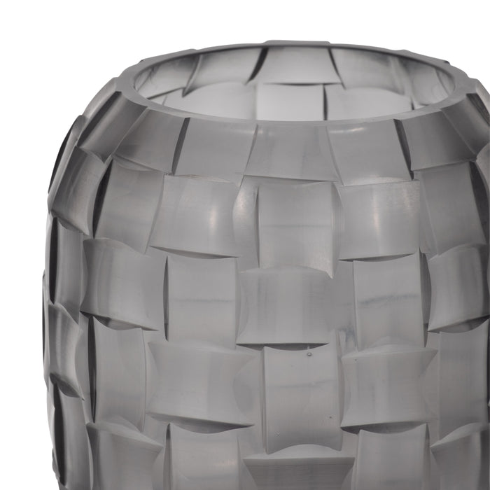 Vase Jordan de 6 po en verre avec texture tressée - gris