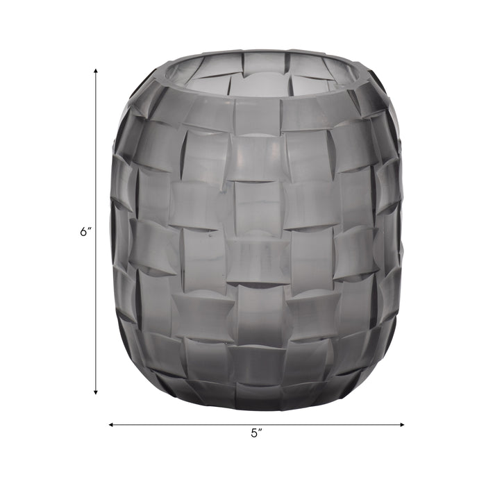 Vase Jordan de 6 po en verre avec texture tressée - gris