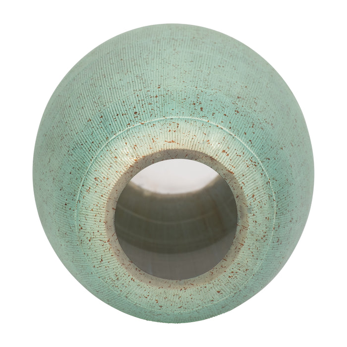 Vase antique Serenity de 9 po en verre à bandes - bleu