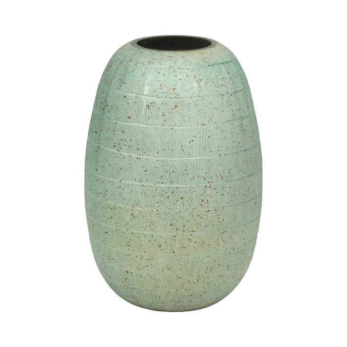 Vase antique Serenity de 9 po en verre à bandes - bleu