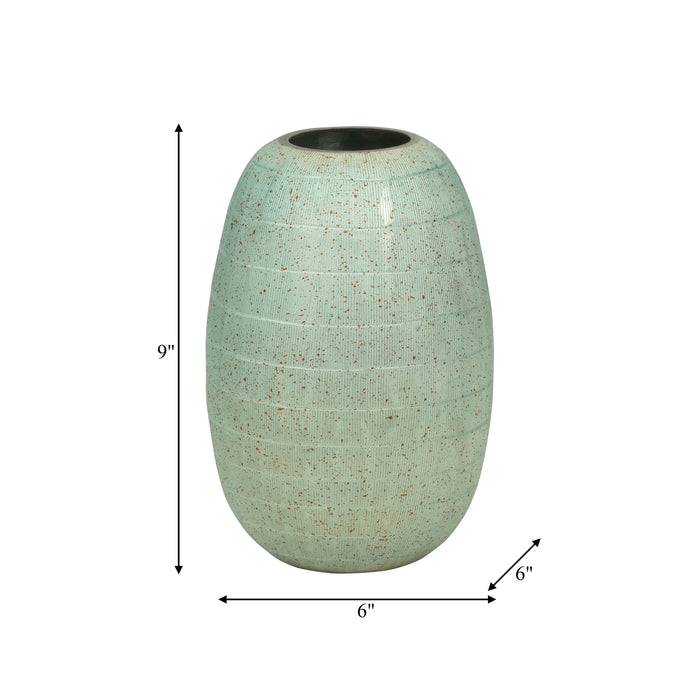 Vase antique Serenity de 9 po en verre à bandes - bleu