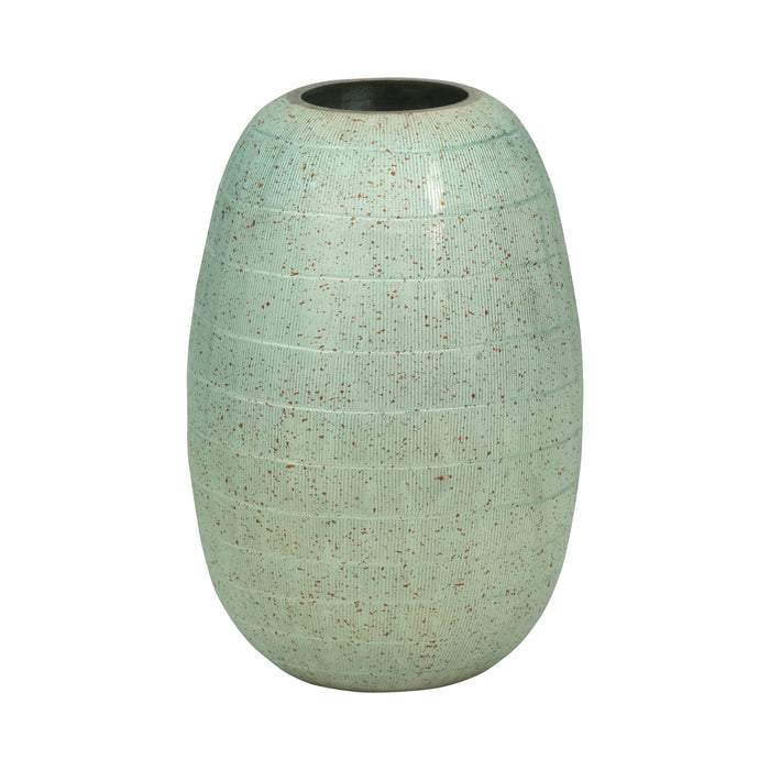 Vase antique Serenity de 9 po en verre à bandes - bleu