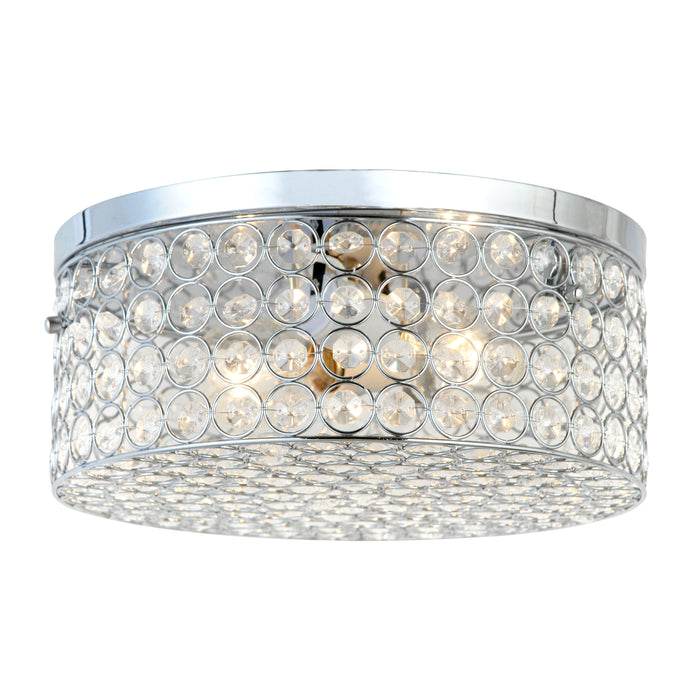 Plafonnier affleuré Elipse d’Elegant Designs en cristal à 2 ampoules - chromé