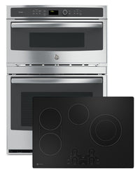 Surface de cuisson électrique de 30 po à 4 éléments et four mural électrique de 6,7 pi3 de GE Profile - noirs et acier inoxydable