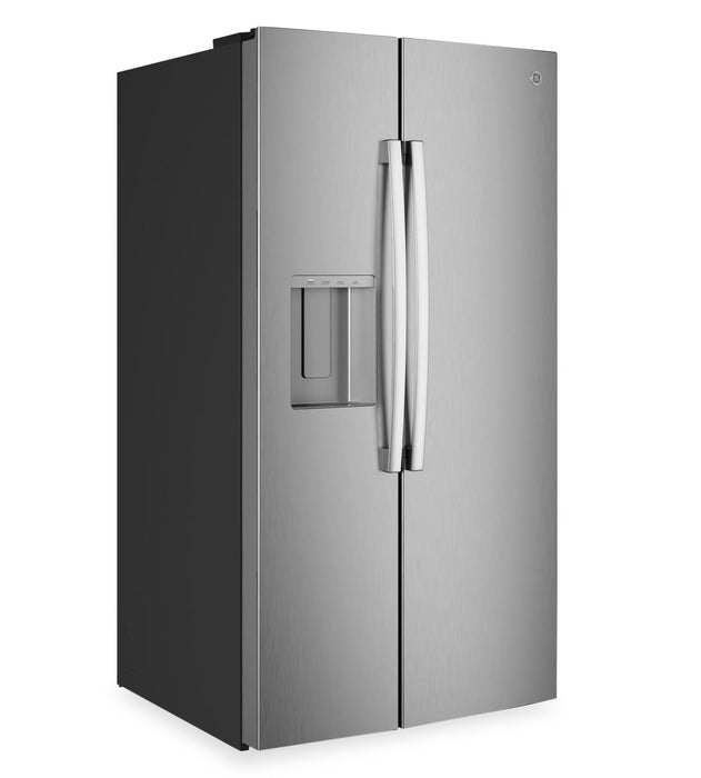 Réfrigérateur GE de 28 pi3 et de 36 po à compartiments juxtaposés avec distributeur d’eau et de glaçons - acier inoxydable - GSS28NYYFS