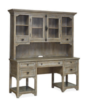 Bureau Harold de 64 po avec rangement et tablettes en verre trempé - gris tourterelle