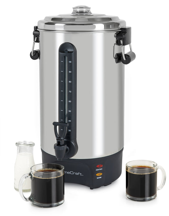 Cafetière Homecraft avec urne à café de 100 tasses et distributeur de boissons chaudes - HCCU100SS