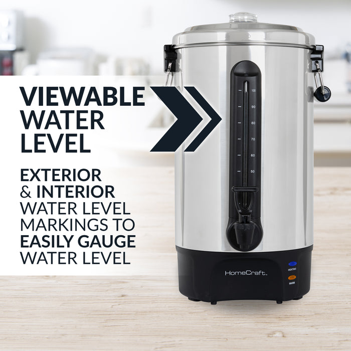 Cafetière Homecraft avec urne à café de 100 tasses et distributeur de boissons chaudes - HCCU100SS