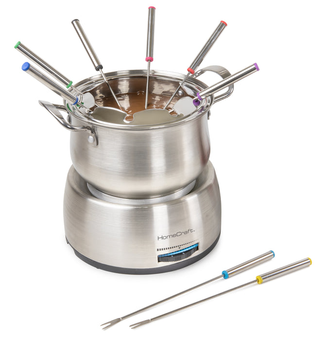 Ensemble de fondue électrique Homecraft de 8 tasses en acier inoxydable - HCFP8SS