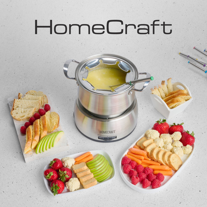 Ensemble de fondue électrique Homecraft de 8 tasses en acier inoxydable - HCFP8SS