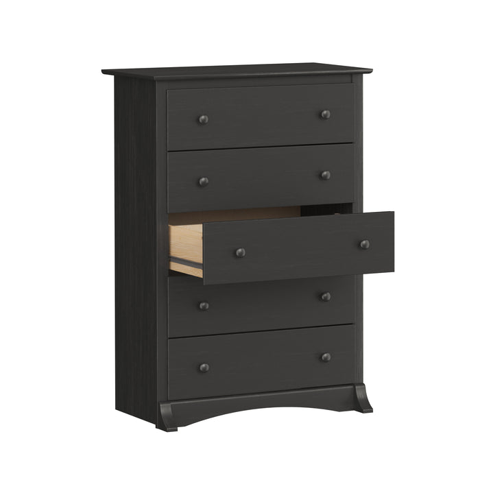 Commode verticale Jade à 5 tiroirs - noir délavé