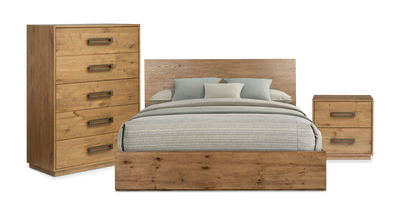 Scott Living Henri 5pc Bedroom Set with Bed, Chest & Nightstand, Wood, Brown - Queen Size | Ensemble de chambre à coucher Henri de Scott Living 5 pièces en bois avec lit, commode verticale et table de nuit, brun - format grand lit