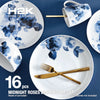 H2K Midnight Roses 16-Piece Porcelain Dinnerware Set | Ensemble de Vaisselle 16 Morceaux H2K Midnight Roses en Porcelaine