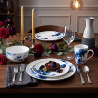 Ensemble de Vaisselle 16 Morceaux H2K Midnight Roses en Porcelaine