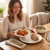 H2K Sesame 12-Piece Embossed Stoneware Dinnerware Set | Ensemble de Vaisselle H2K Sesame 12 Morceaux en Gres Texture