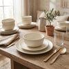 H2K Sesame 12-Piece Embossed Stoneware Dinnerware Set | Ensemble de Vaisselle H2K Sesame 12 Morceaux en Gres Texture
