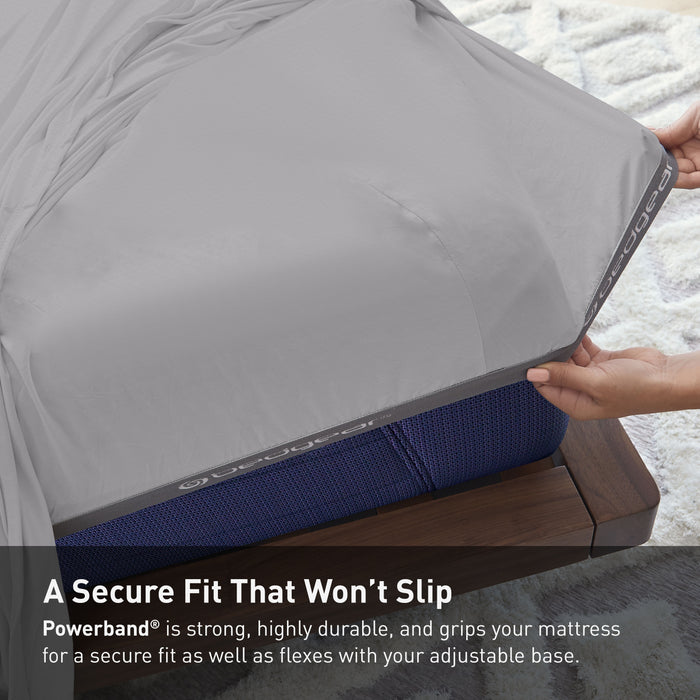 Ensemble de draps haute performance Hyper-Linen de BEDGEAR 4 pièces pour très grand lit - gris clair