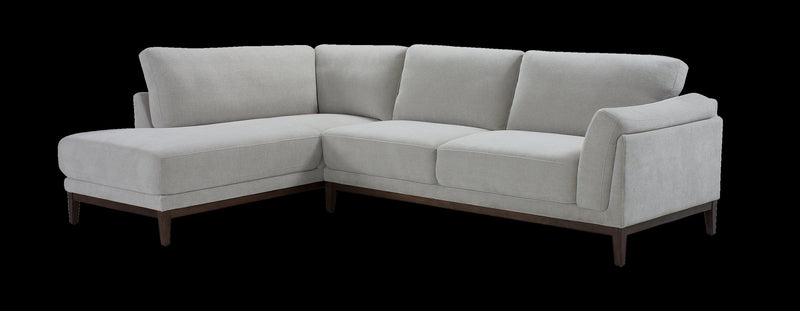 Sofa sectionnel de gauche Horizon 2 pièces en tissu avec base et pattes en bois - gris