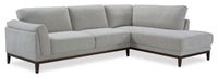 Sofa sectionnel de droite Horizon 2 pièces en tissu avec base et pattes en bois - gris