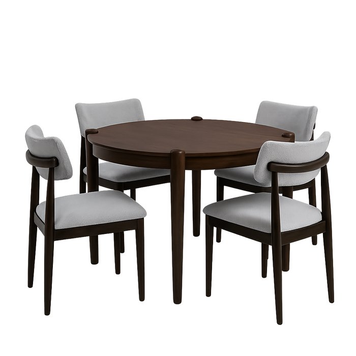 Ensemble de salle à manger Ivy 5 pièces avec table ronde de 42 po (L) et 4 chaises Ren - brun et beige