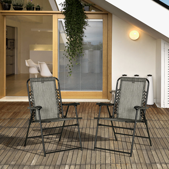 Outsunny Lot De 2 Chaises De Patio Pliantes, Chaises De Camping, Gris