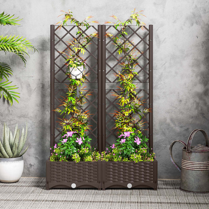 Outsunny Lit Sureleve, Jardiniere Avec Treillis, 32\" X 16\" X 48\"