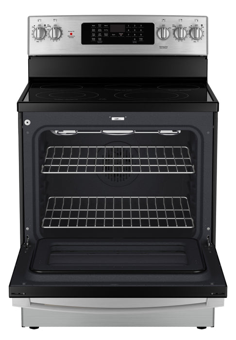 Cuisinière électrique GE de 5 pi³ avec convection européenne véritable et friture à air - acier inoxydable - JCB840STSS
