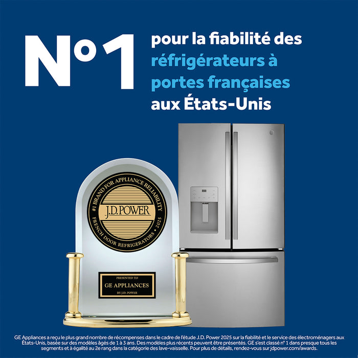 Réfrigérateur GE de 20,8 pi³ et de 30 po à portes françaises - acier inoxydable résistant aux traces de doigts - GNE21DYRKFS