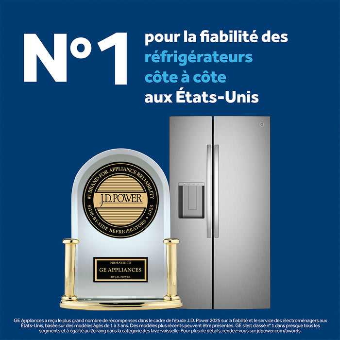 Réfrigérateur GE de 23,2 pi³ et de 33 po à compartiments juxtaposés - acier inoxydable résistant aux traces de doigts - GSS23GYPFS