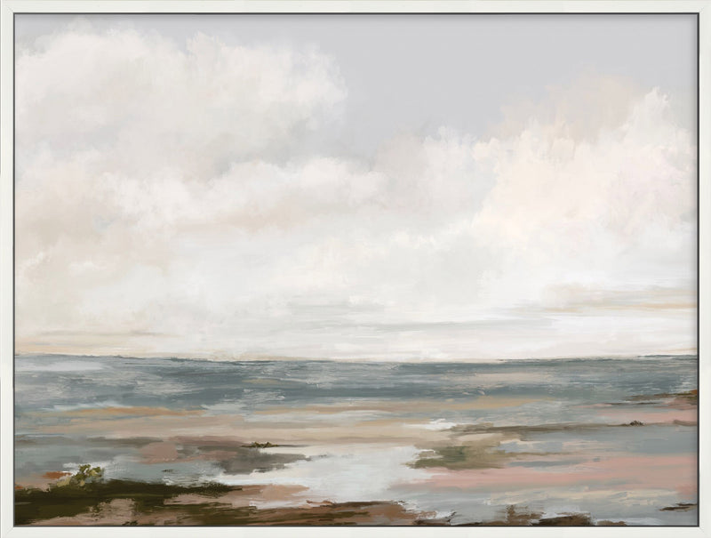 Toile décorative encadrée « Ocean » avec fioritures apposées à la main - 32 po x 42 po 