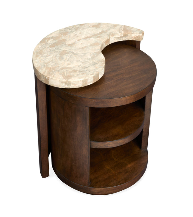 Table de bout Jenkins de 21,5 po avec dessus en placages de pierre - terre d’ombre brûlée 