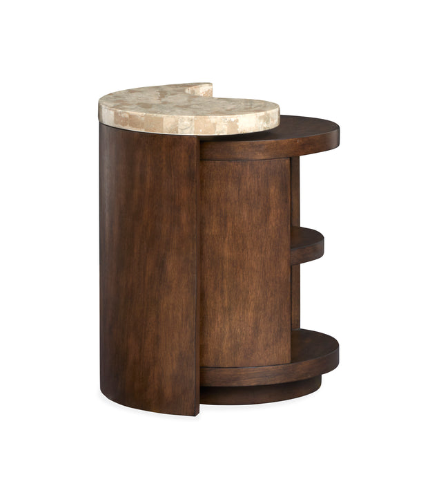 Table de bout Jenkins de 21,5 po avec dessus en placages de pierre - terre d’ombre brûlée 