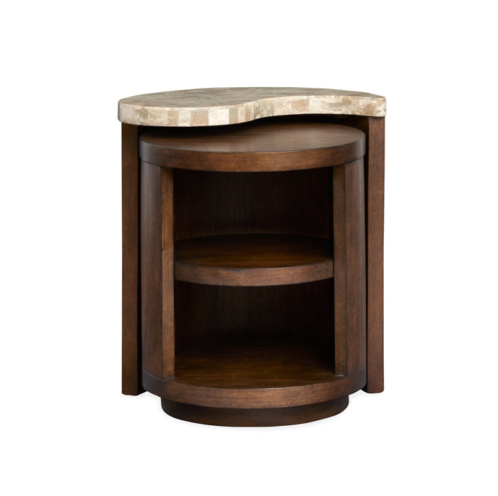 Table de bout Jenkins de 21,5 po avec dessus en placages de pierre - terre d’ombre brûlée 