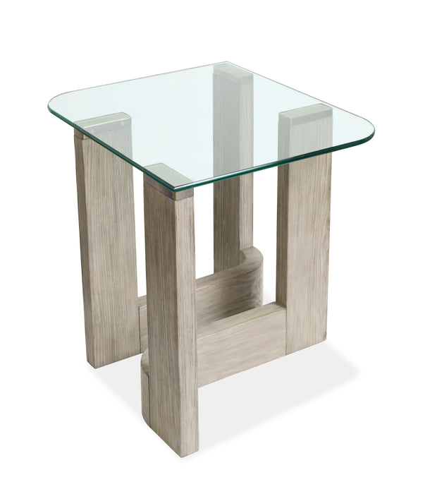 Table de bout Jerome de 22 po avec dessus en verre - pin fumé