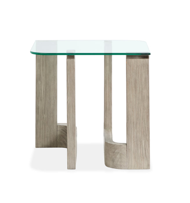 Table de bout Jerome de 22 po avec dessus en verre - pin fumé