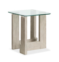  Table de bout Jerome de 22 po avec dessus en verre - pin fumé