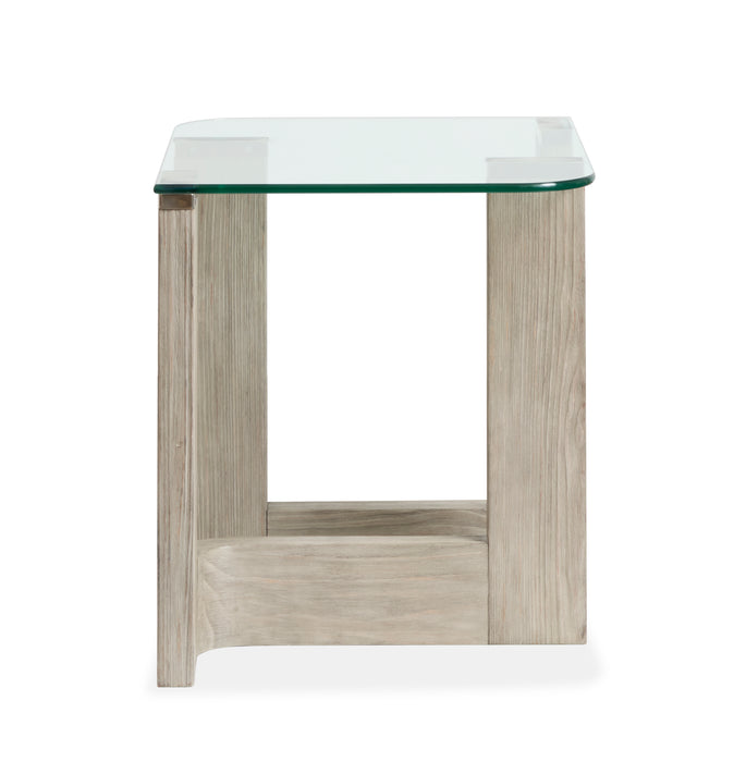 Table de bout Jerome de 22 po avec dessus en verre - pin fumé