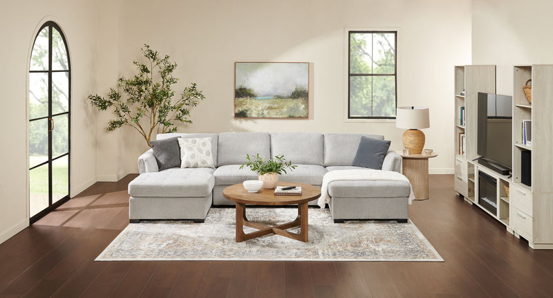 Sofa sectionnel Vault 3 pièces avec causeuse-lit et deux fauteuils longs de rangement - gris