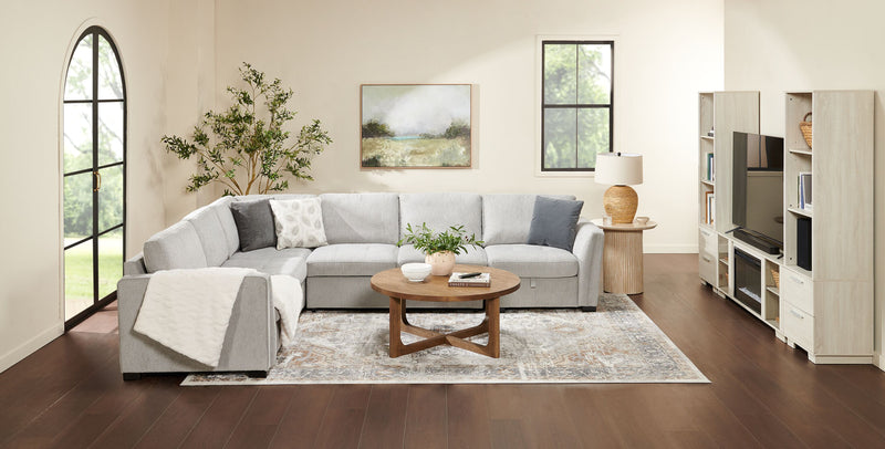 Sofa sectionnel Vault 5 pièces avec causeuse-lit et fauteuils de rangement - gris