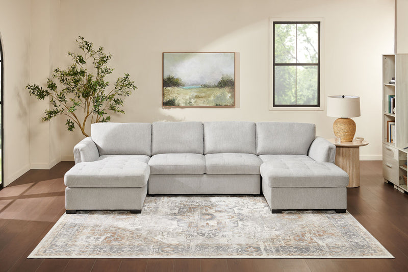 Sofa sectionnel Vault 3 pièces avec causeuse-lit et deux fauteuils longs de rangement - gris