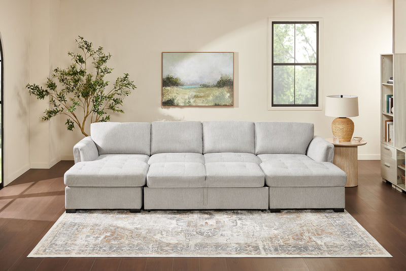 Sofa sectionnel Vault 3 pièces avec causeuse-lit et deux fauteuils longs de rangement - gris