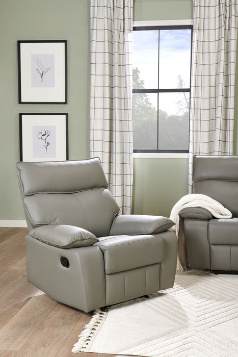 Fauteuil inclinable Matteo de 42 po en cuir véritable - gris Aviarah