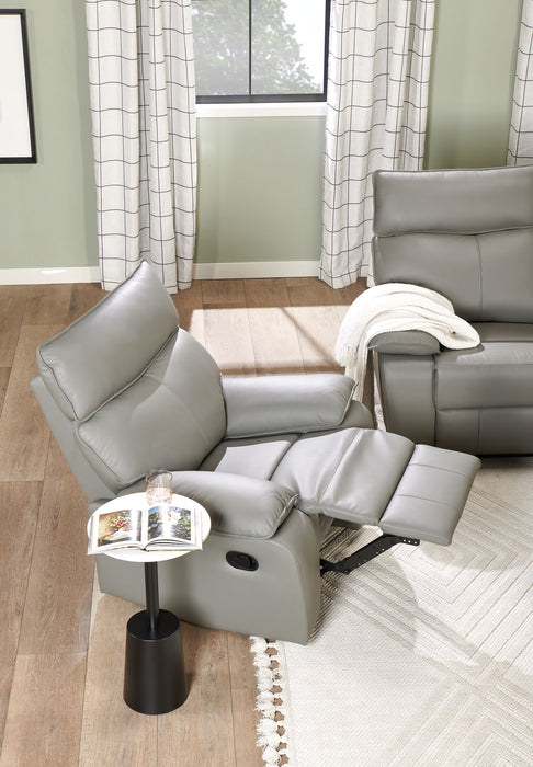 Fauteuil inclinable Matteo de 42 po en cuir véritable - gris Aviarah