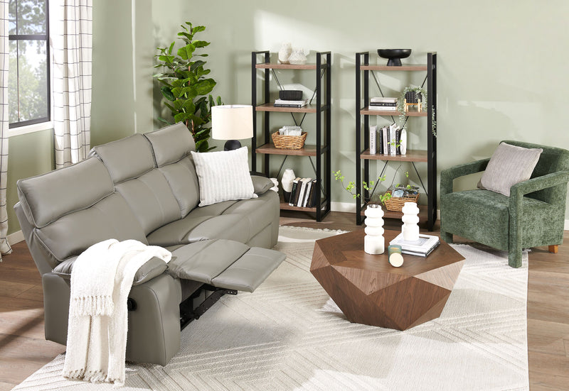 Sofa inclinable Matteo de 88 po en cuir véritable - gris Aviarah