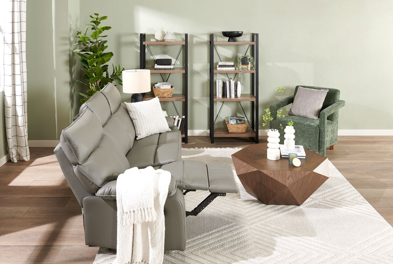 Sofa inclinable Matteo de 88 po en cuir véritable - gris Aviarah