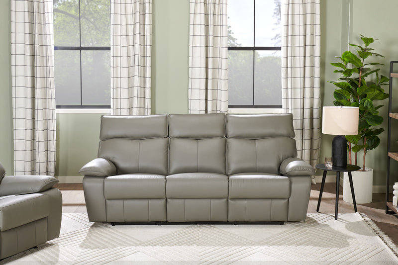 Sofa inclinable Matteo de 88 po en cuir véritable - gris Aviarah