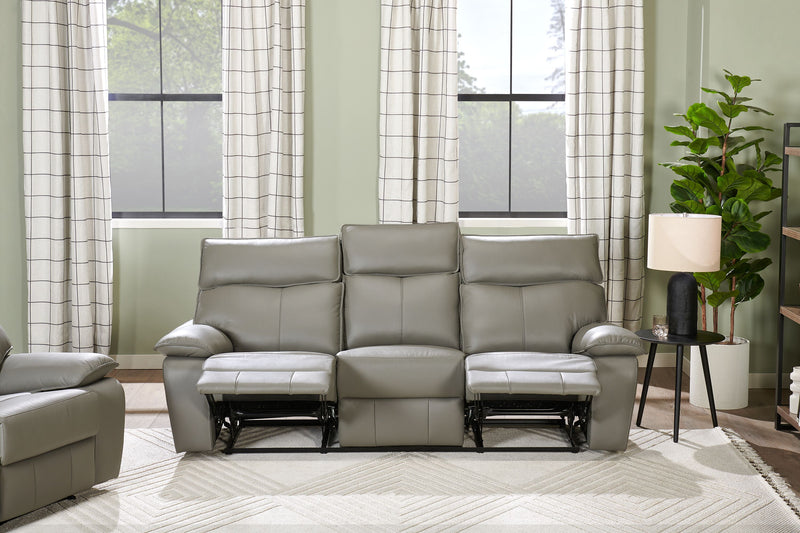 Sofa inclinable Matteo de 88 po en cuir véritable - gris Aviarah